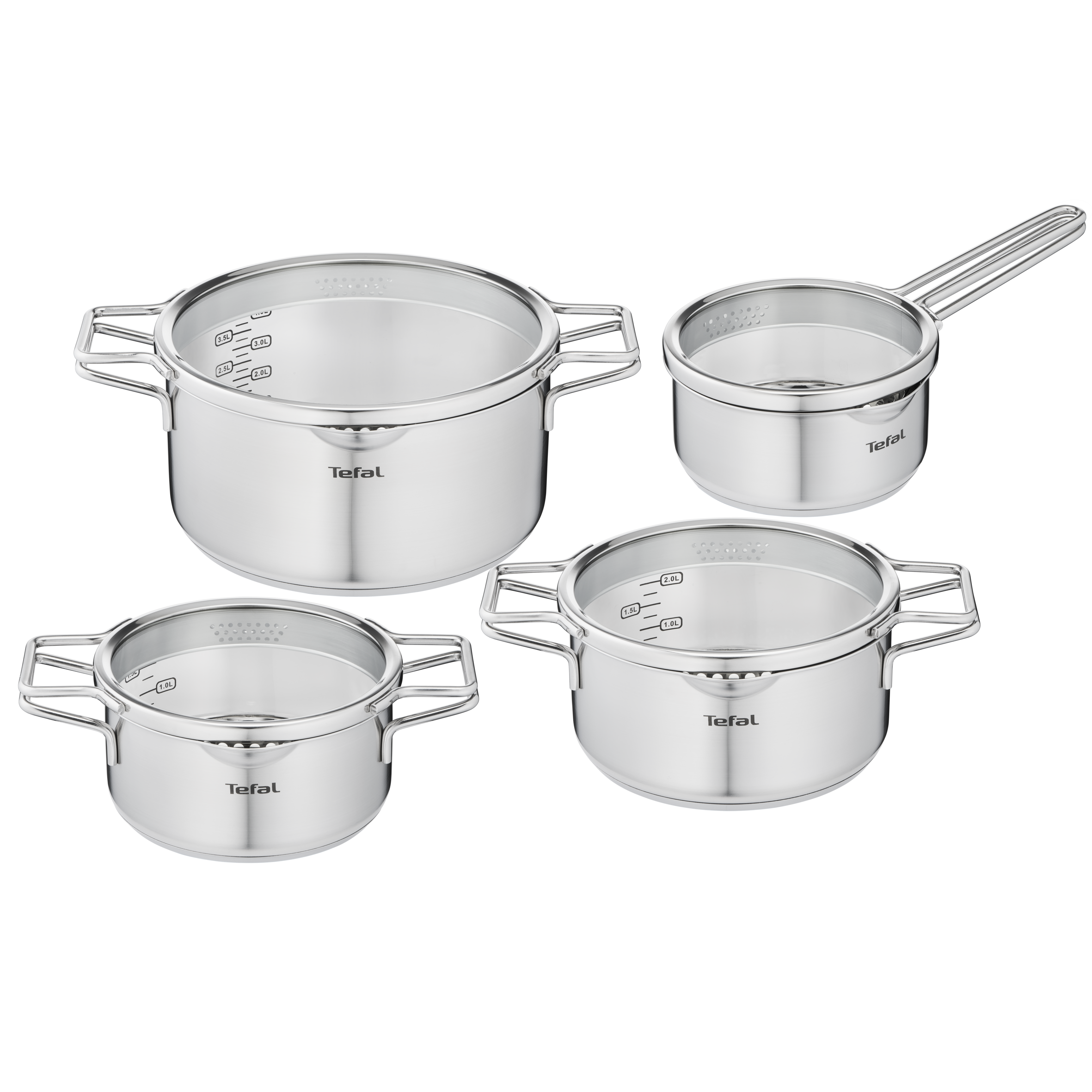 Nordica H852S855 Set de 4 casseroles inox 16/18/20/24 cm + 4 couvercles