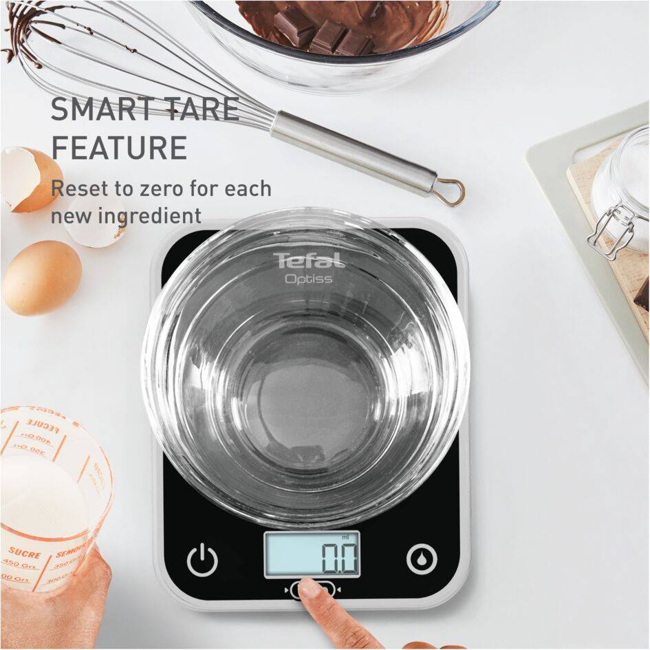 Optiss BC50U5V0, elektronische keukenweegschaal, makkelijk af te lezen display, krasbestendig