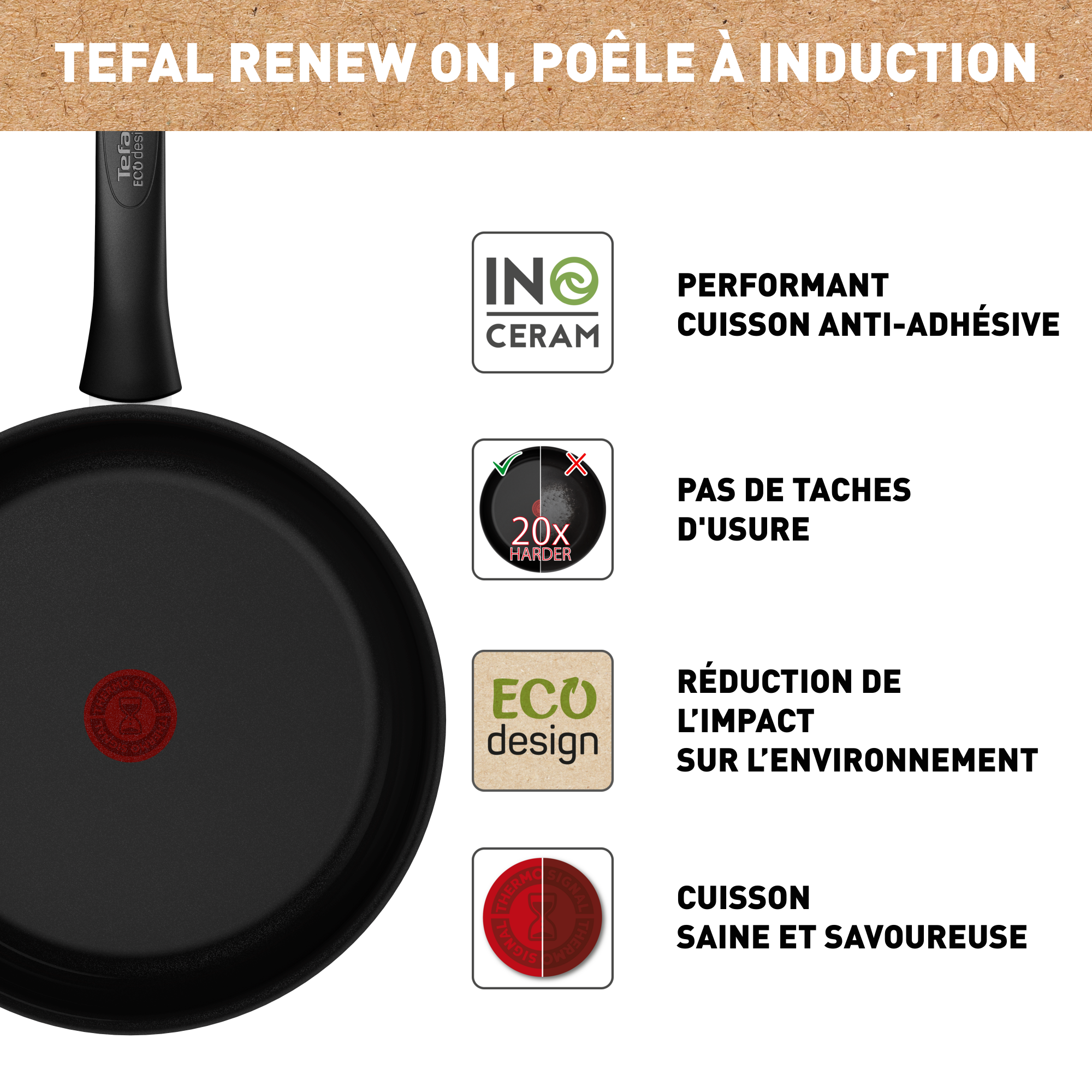 Renew Black On C4350632 Poêle en céramique - 28 cm - Induction