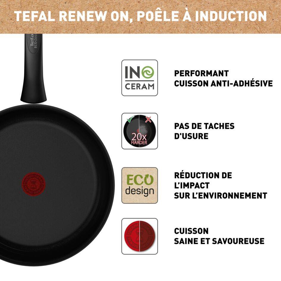 Renew Black On C4350632 Poêle en céramique - 28 cm - Induction