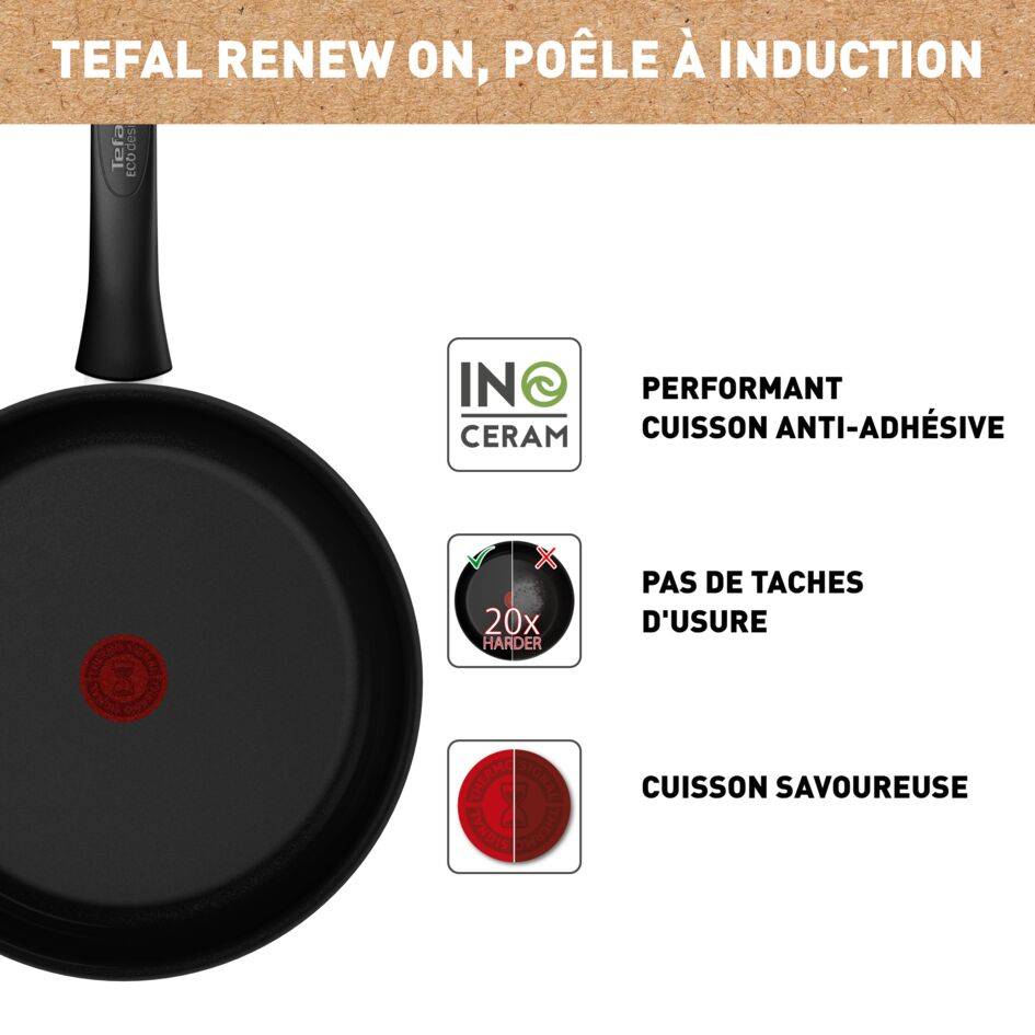 Renew Black On C4350432 Poêle en céramique - 24 cm - Induction