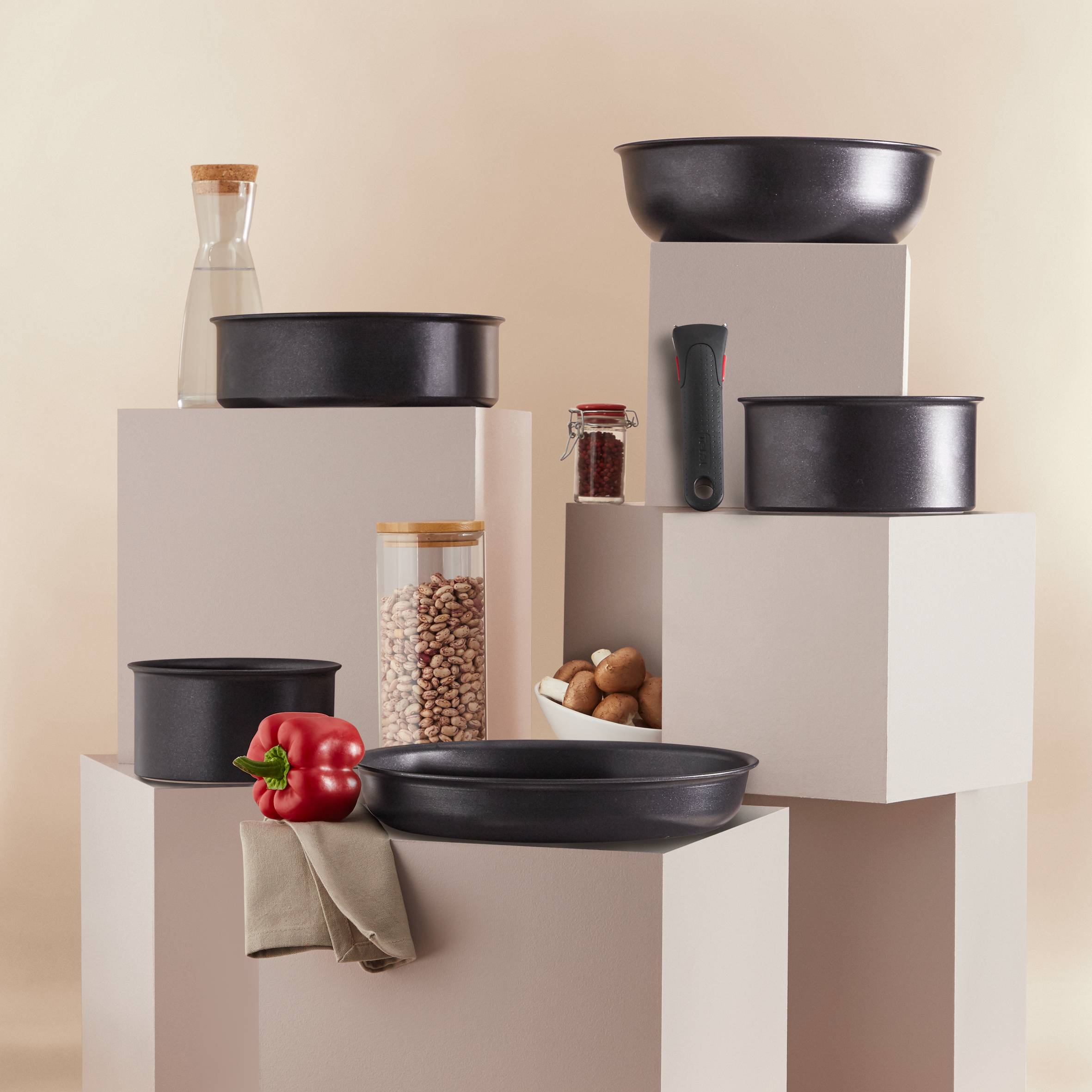 Ingenio Eco Resist L3979002 Set van 2 pannen 22/26 cm + afneembare handgreep - Inductie