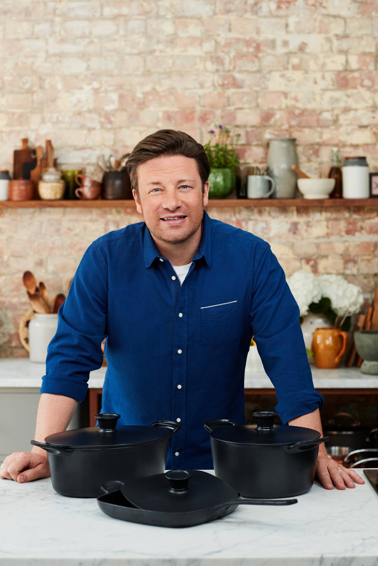 Jamie Oliver E2139955 Sauteuse 2 anses en fonte d'acier - 4,4 L - 30 cm + couvercle