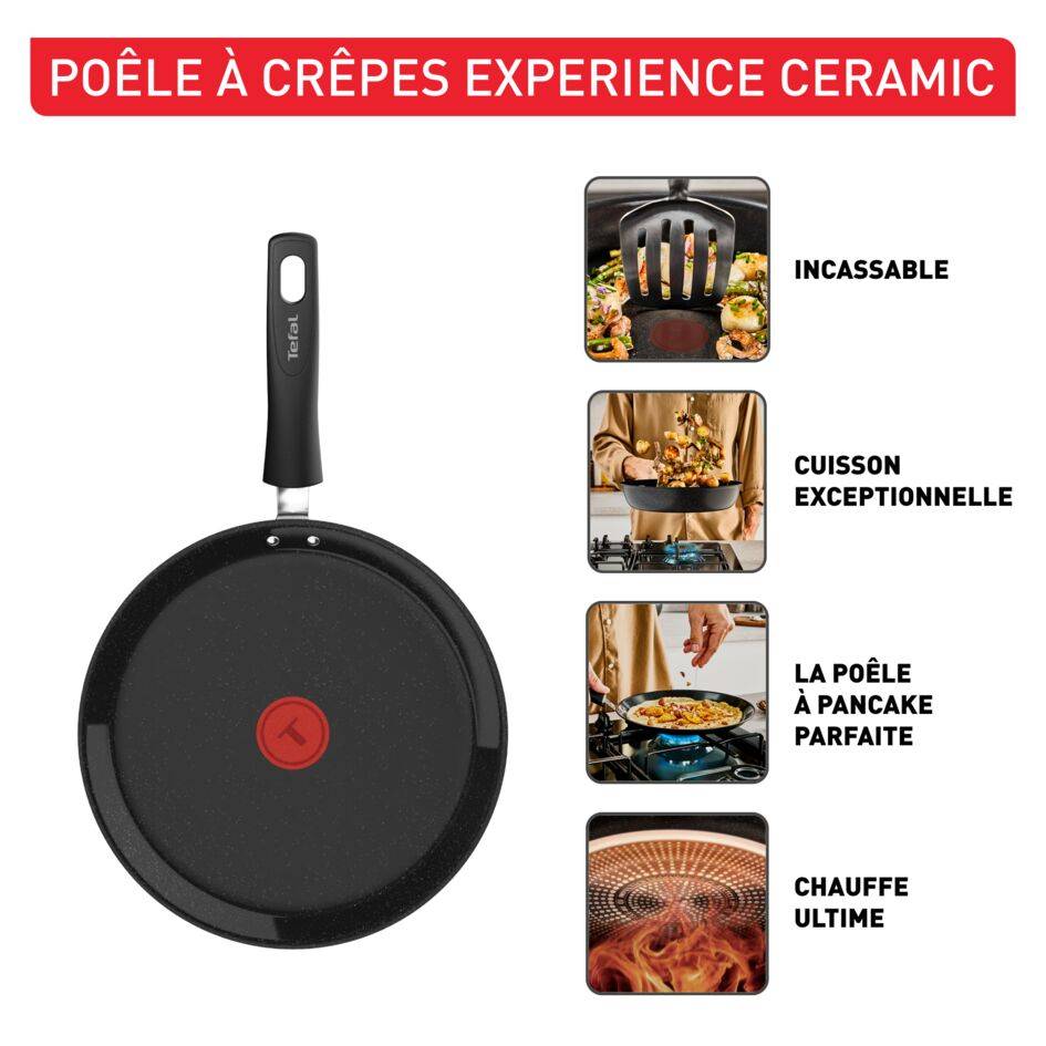 Experience Ceramic G2223823 Poêle à crêpes 25 cm - revêtement céramique antiadhésif haute performance - Induction