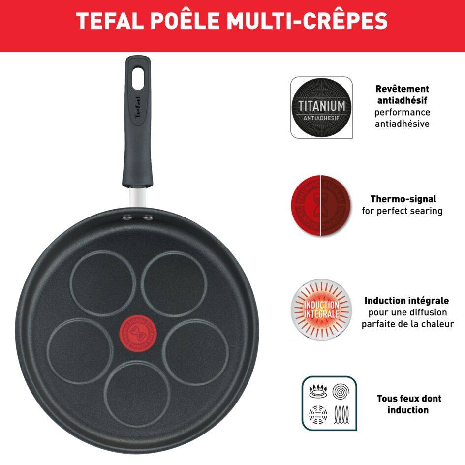 Bonne Maman E2360014 Poêle à Blinis - 27 cm - 5 blinis - Induction