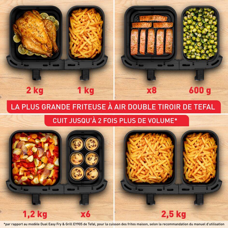 Dual Easy Fry & Grill XXL EY9428E0 Air Fryer - 7 programmes - 6,5L + 4,5L