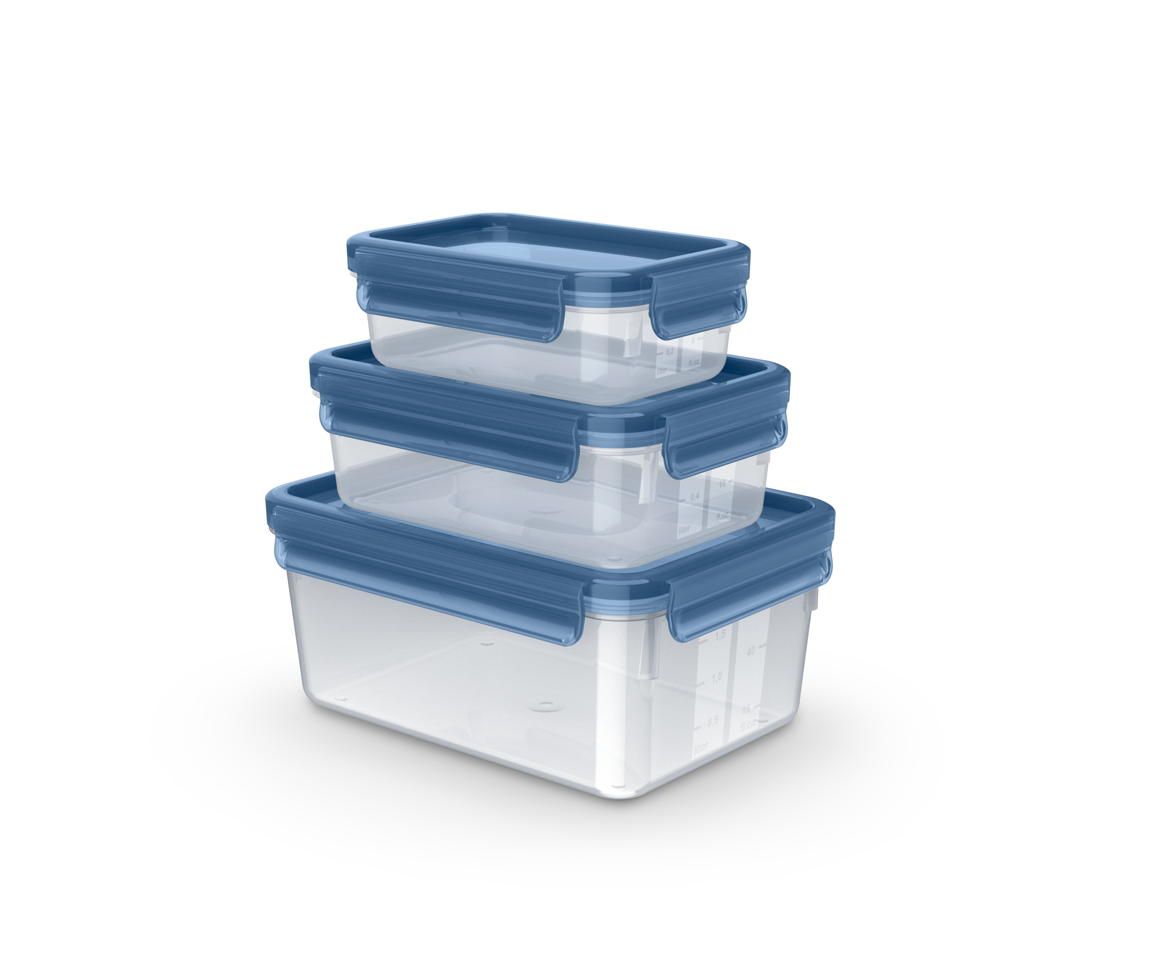 MasterSeal Fresh Eco N1171818 Set de 3 Boîtes de conservation - 0,55L / 1,0L / 2,2L