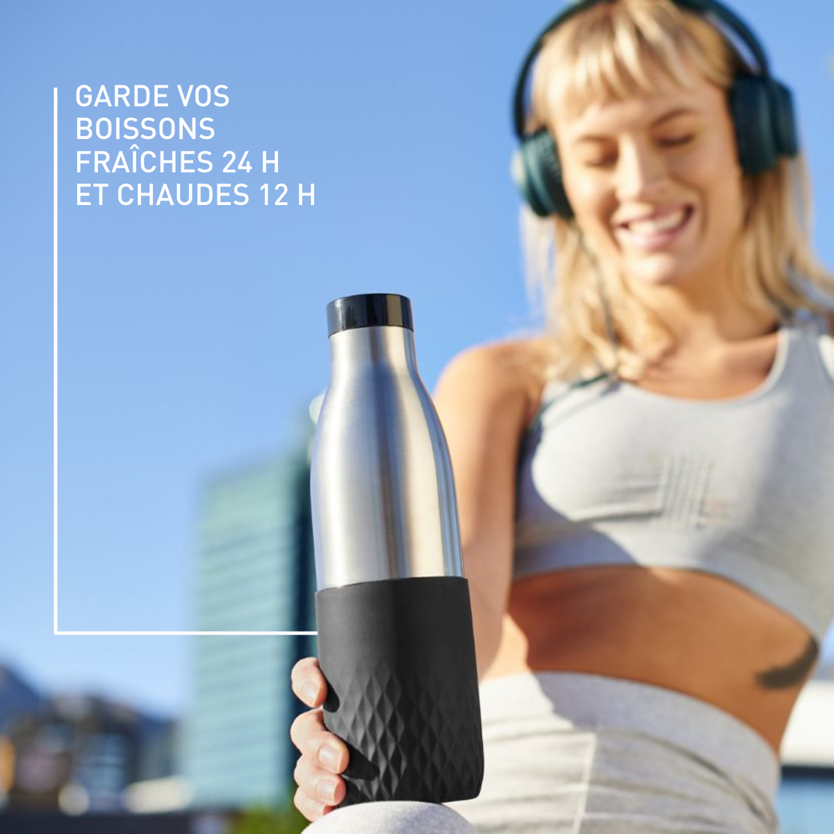 Bludrop Sleeve N3110510 Gourde inox et silicone - 0,5L - Noir