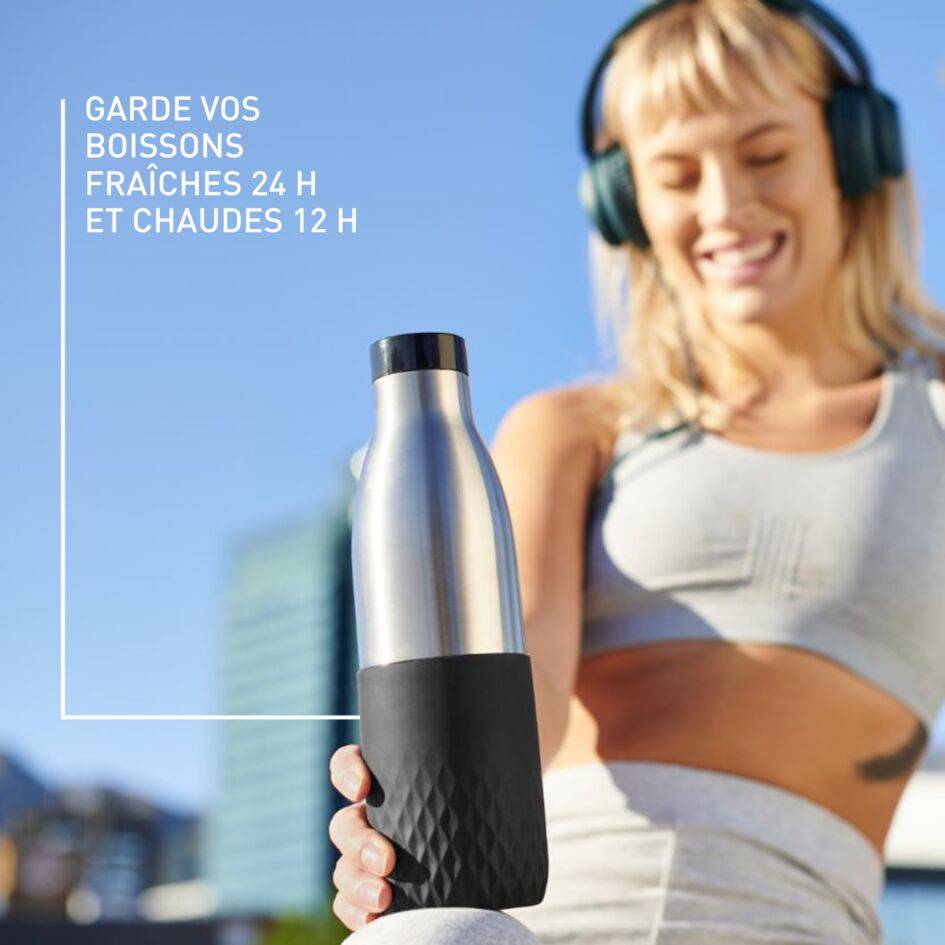 Bludrop Sleeve N3110510 Gourde inox et silicone - 0,5L - Noir