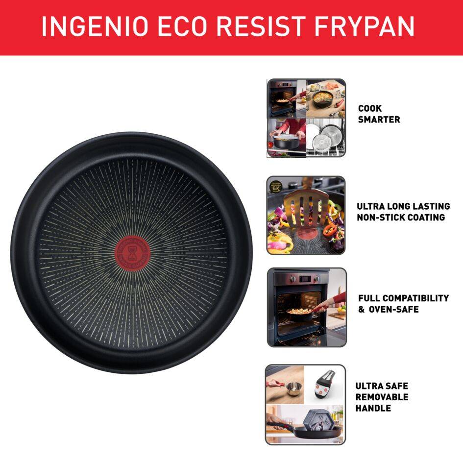 Ingenio Eco Resist L3970603 Poêle à manche amovible - 28 cm - Induction