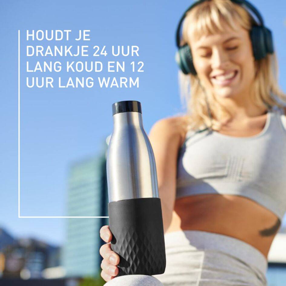 Bludrop Sleeve N3110510 drinkfles inox & silicone - 0,5L - Zwart