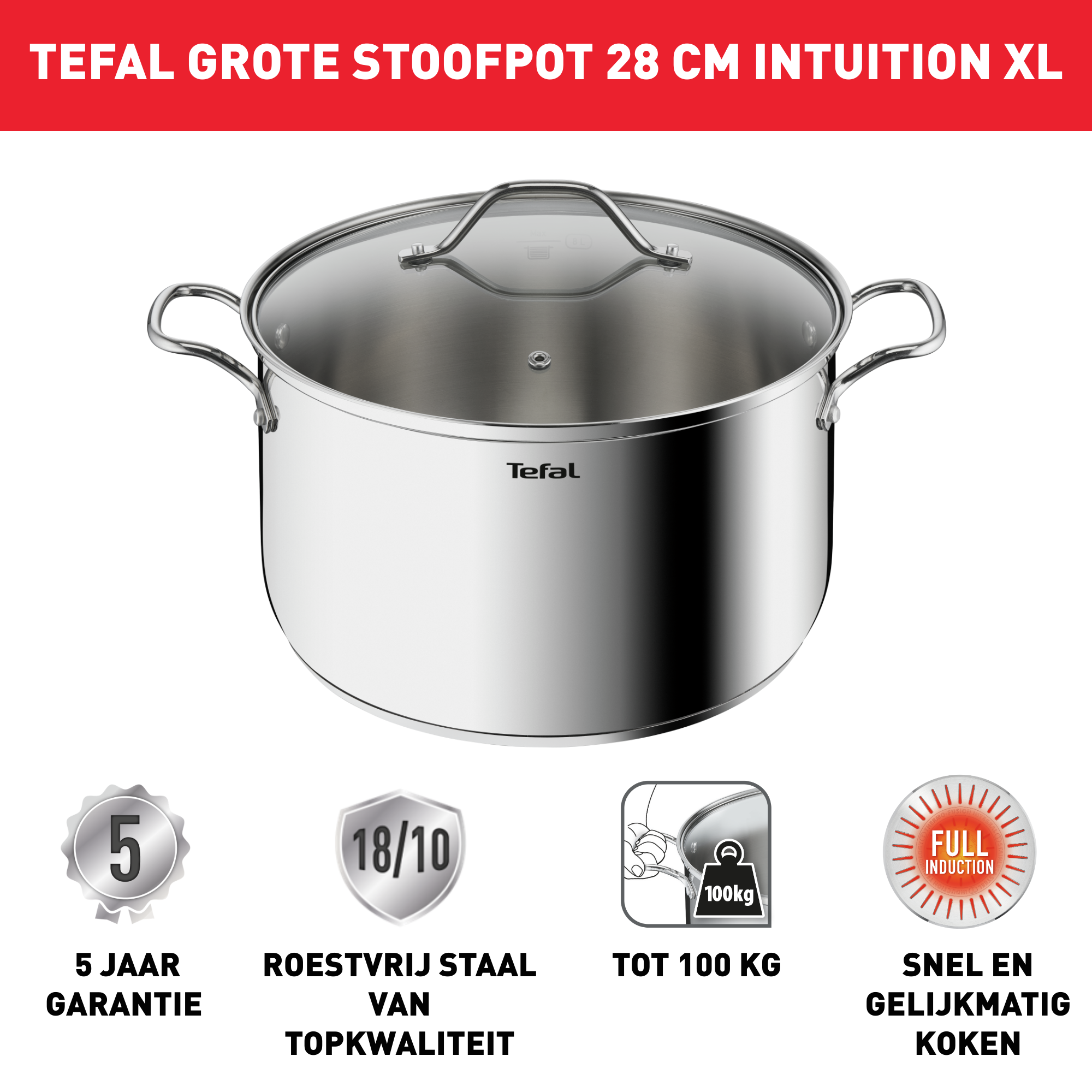 Intuition XL B8646404 Inox kookpot - 28 cm - Inductie