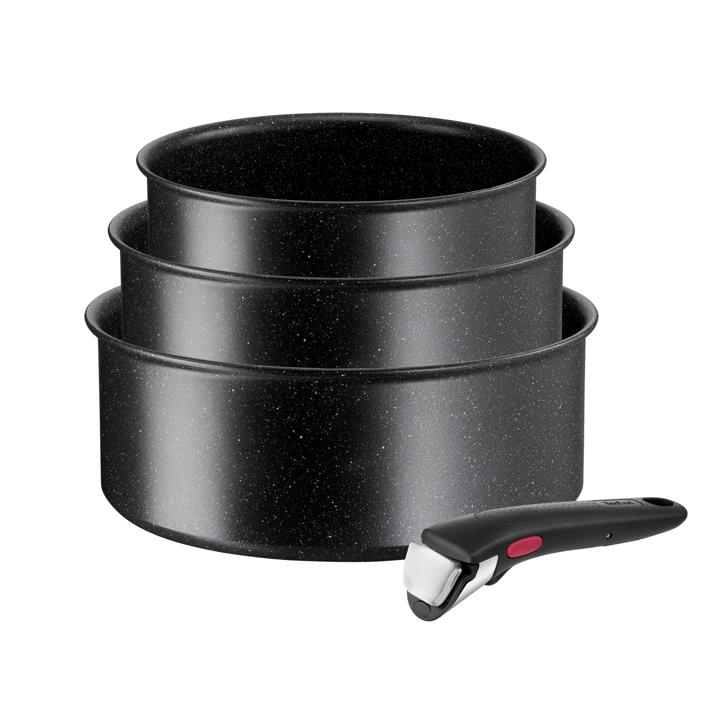 Ingenio Black Stone L3999632 Set de 3 poêlons 16/18/20 cm + poignée amovible - Induction