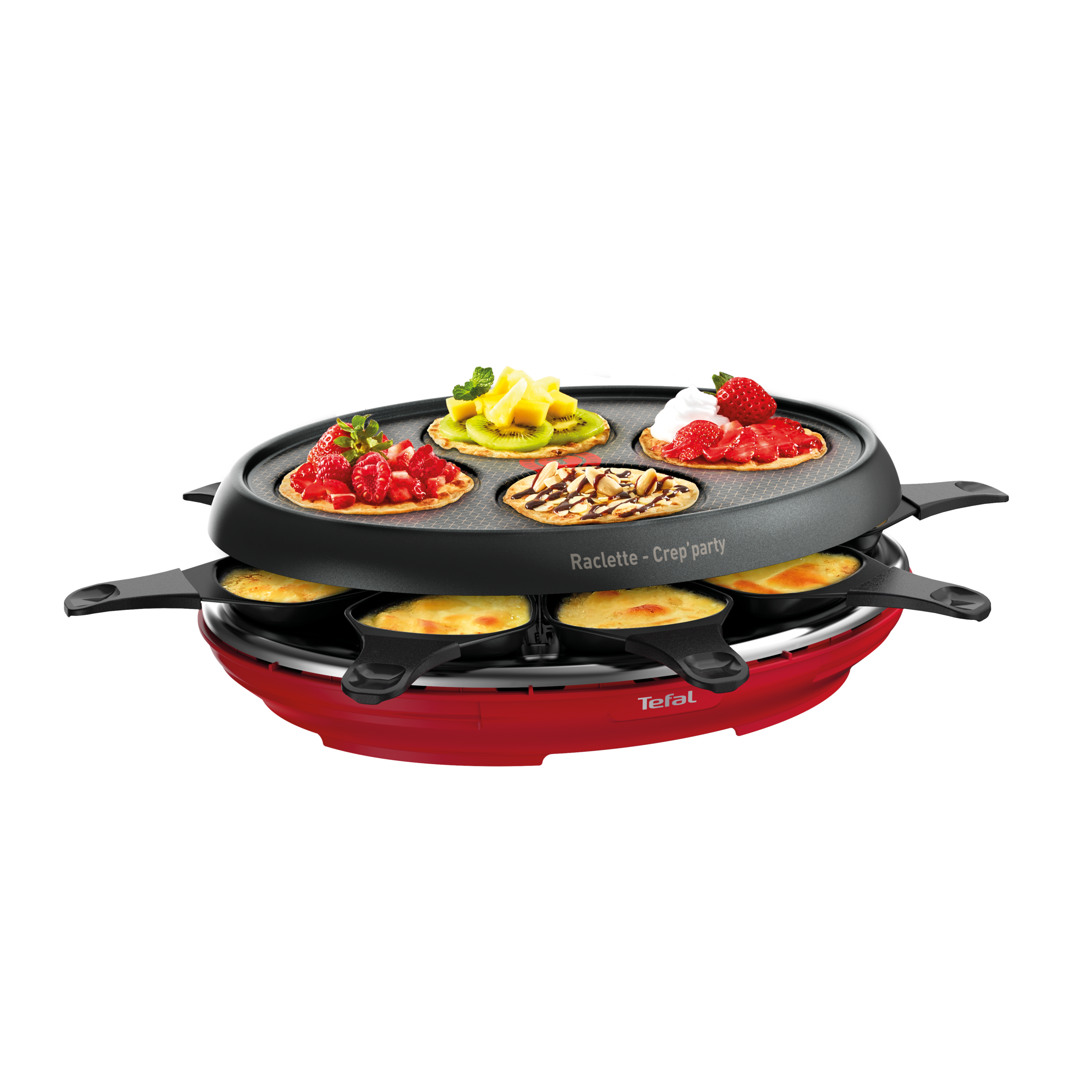Colormania RE310512 Appareil à raclette 8 personnes et CRÊPES'PARTY - Rouge