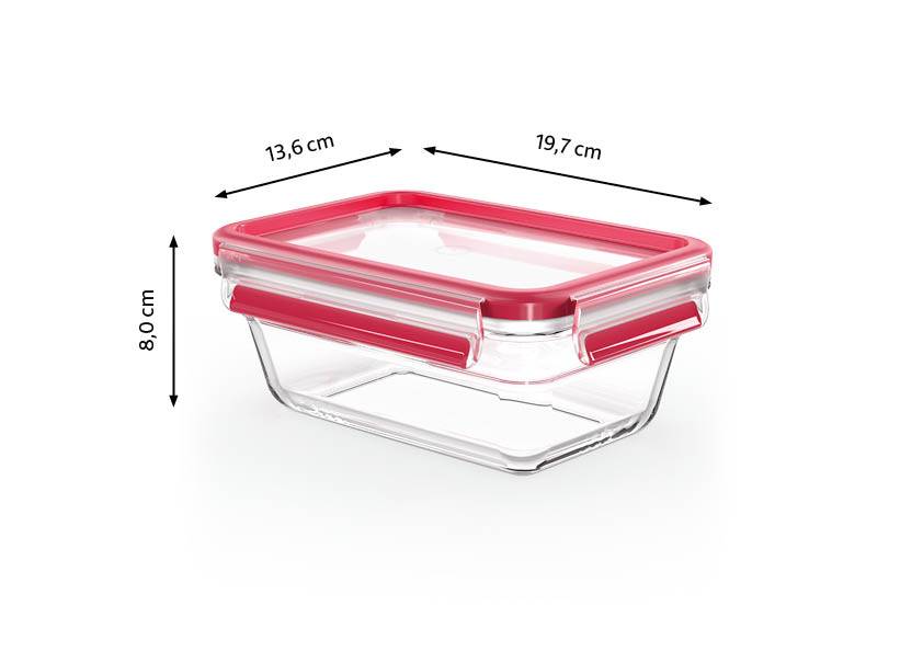 MasterSeal Glass N1040810 Boîte de conservation rectangle 0,85L - 19,7x13,6x8cm