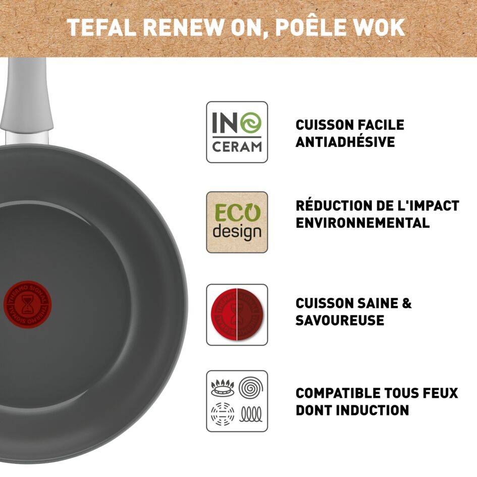 Renew On C4271932 Wok en céramique - 28 cm - Induction