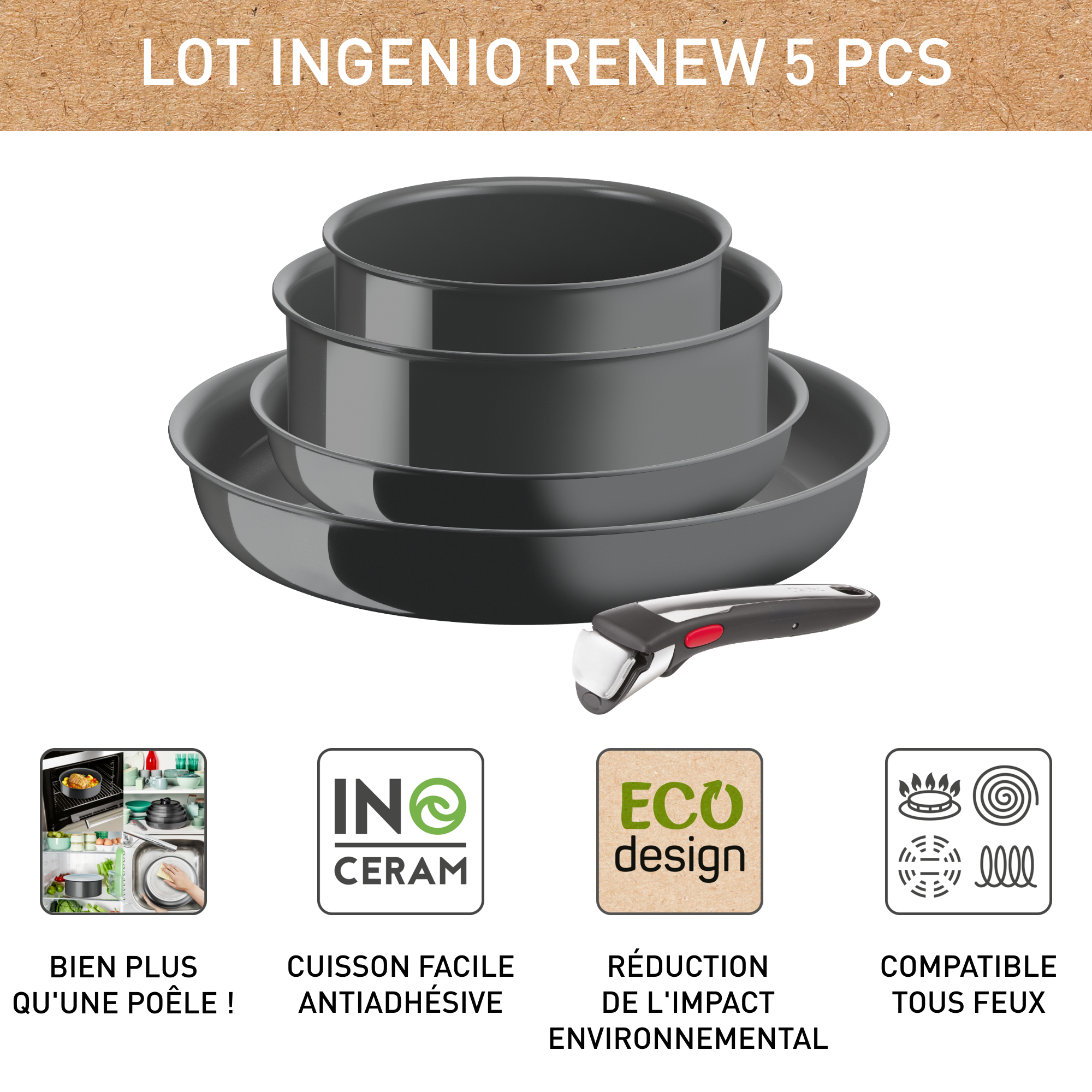 Ingenio Renew On L2619002 Set en céramique 5 pièces - Induction