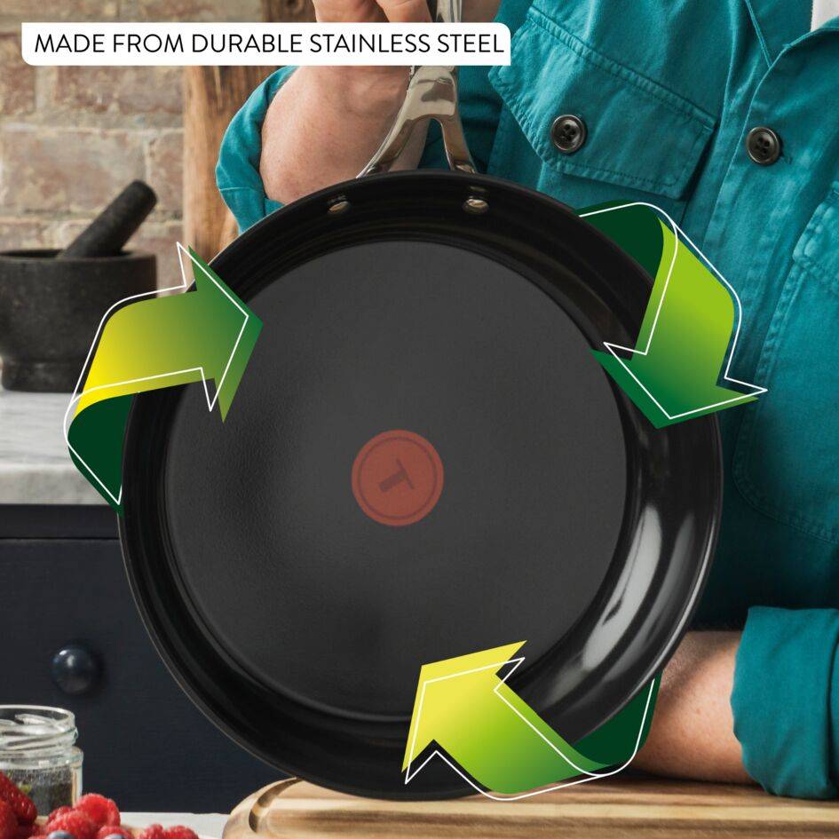 Jamie Oliver van Tefal Smart Cook, 28 cm roestvrijstalen keramische antiaanbak-koekenpan