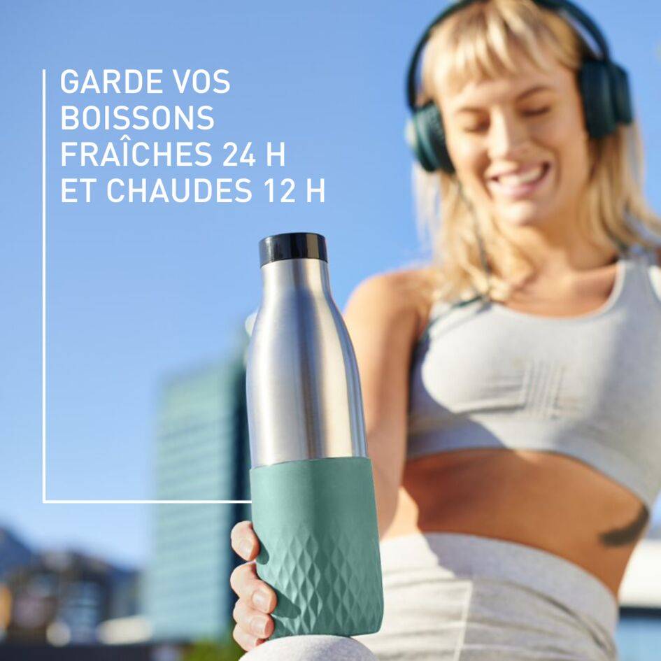 Bludrop Sleeve N3110610 Gourde inox et silicone - 0,5L - Vert