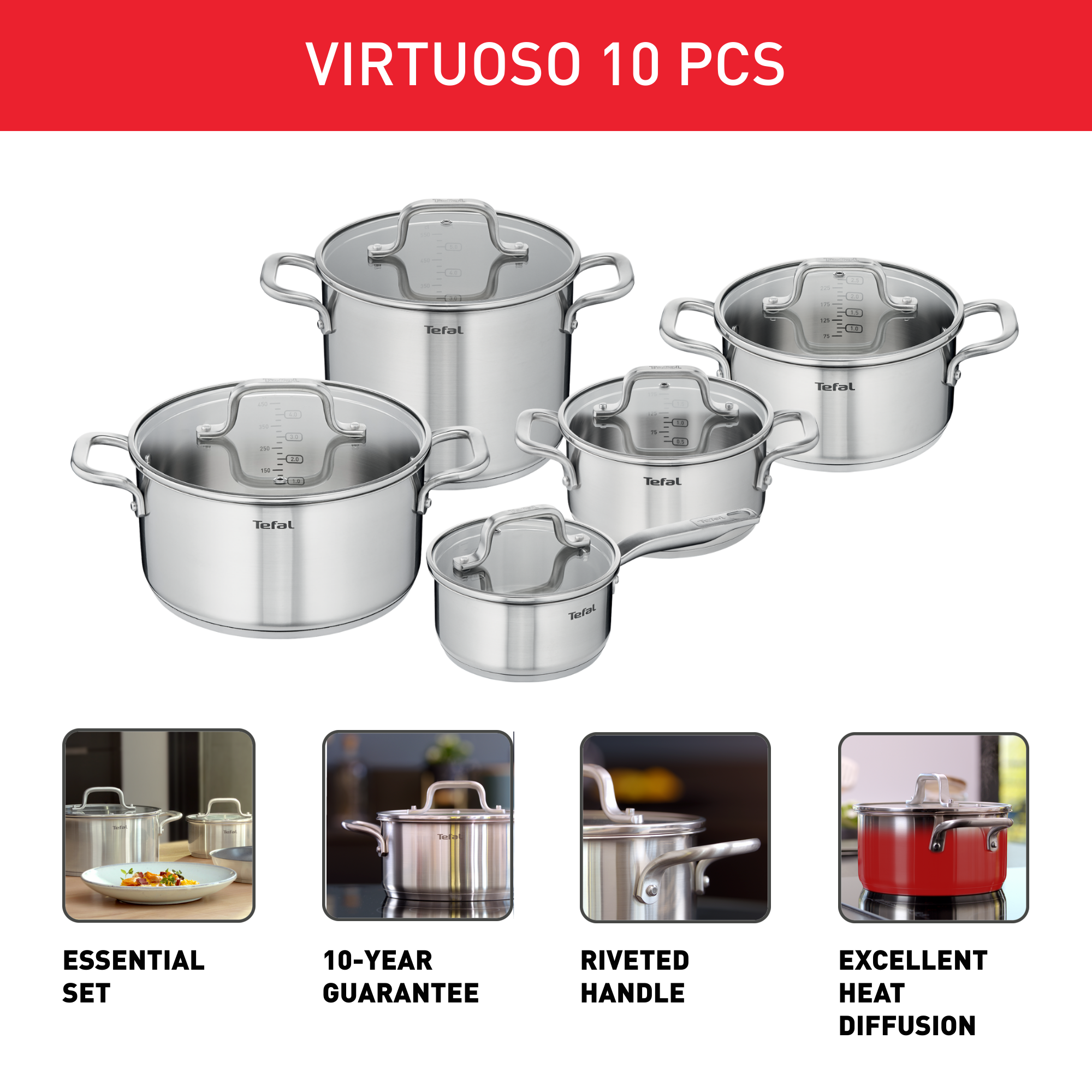 Virtuoso E492SA25 Set 10 pièces - Induction