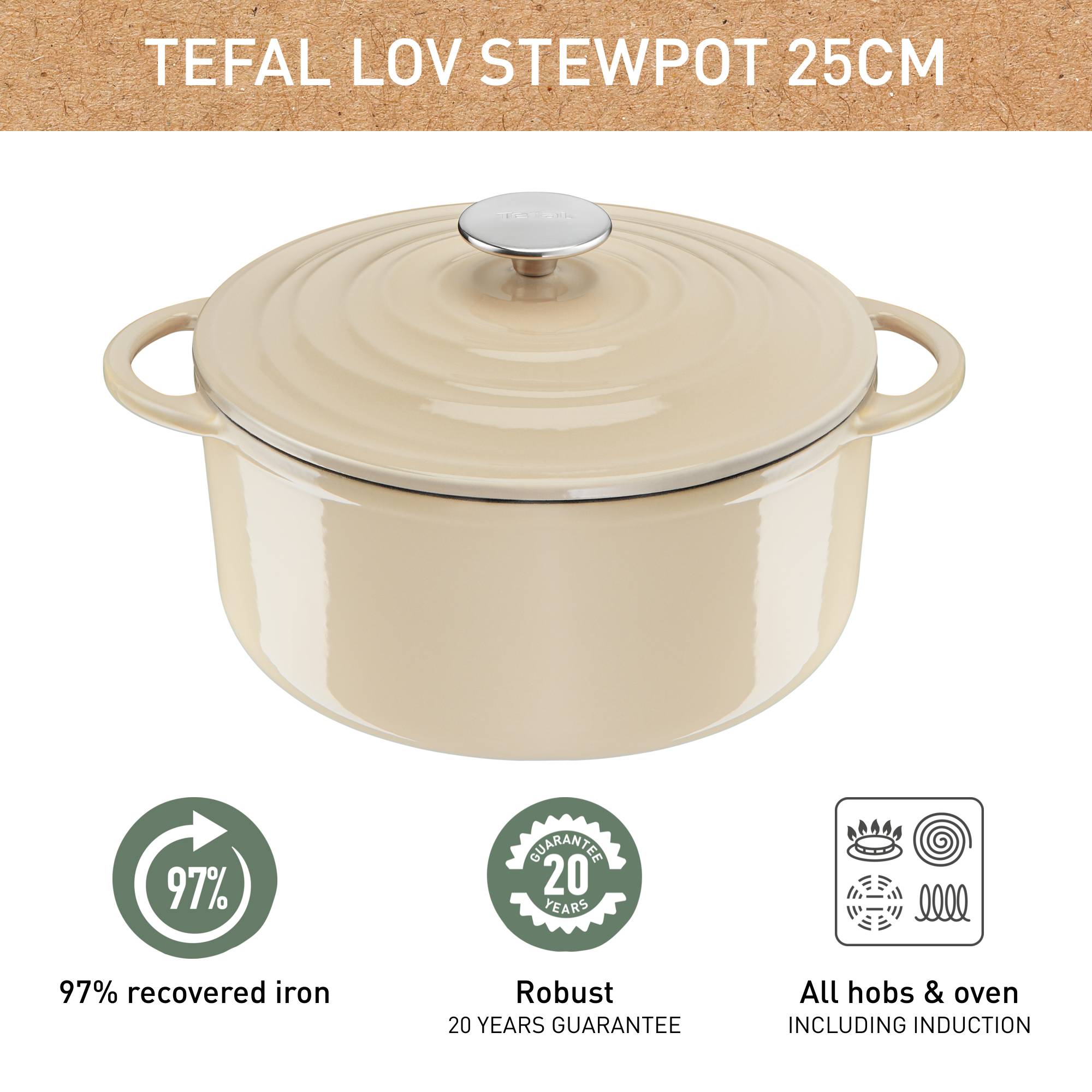Lov E2590404 Gietijzeren kookpot - 25 cm - Inductie