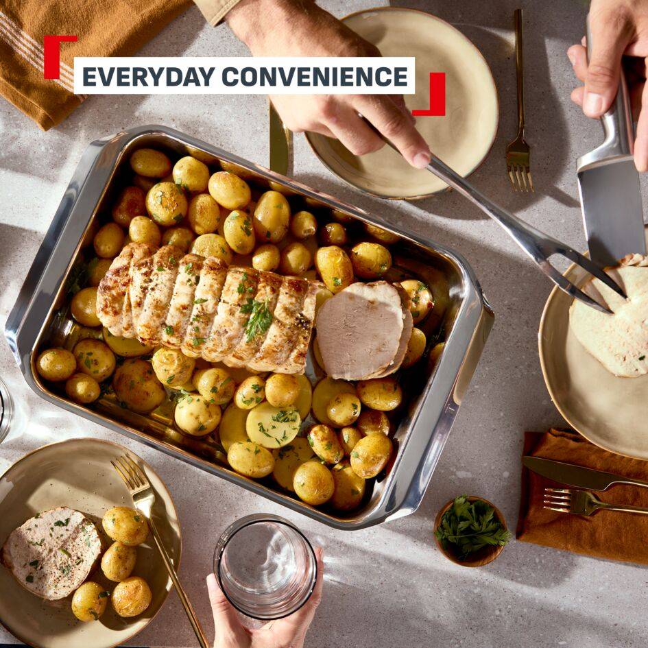 Excellence, Large Stainless Steel Oven Dish 42x29cm, 10-Year Guarantee