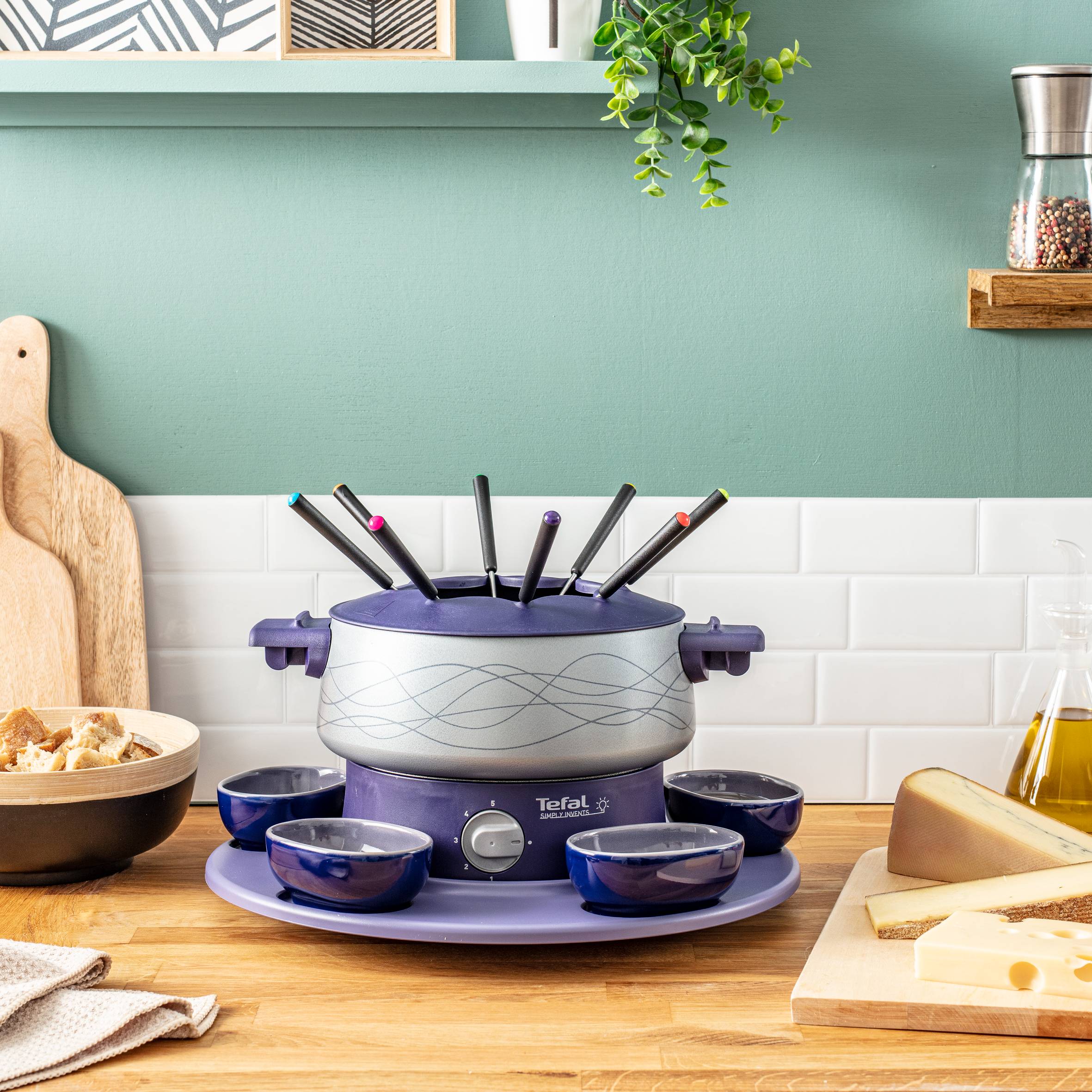 Simply Invents EF351412 Fonduetoestel + dienblad + schaaltjes - 8 personen