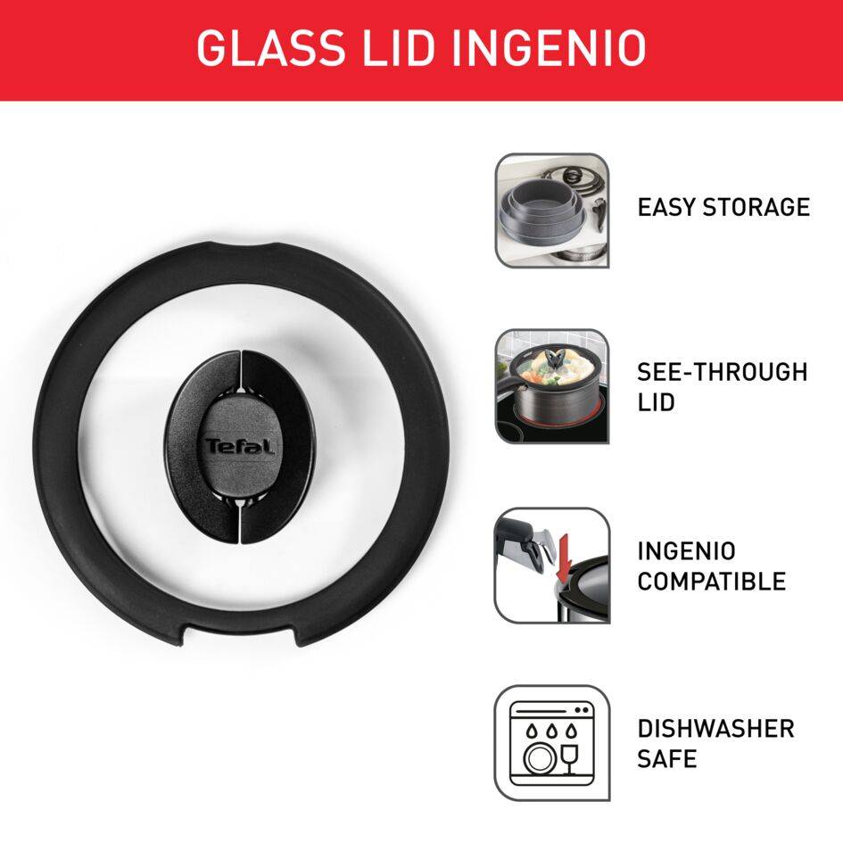 Ingenio L9849132 Set de 3 couvercles en verre 16/18/20 cm