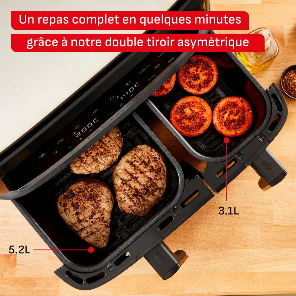 Dual Easy Fry & Grill EY905B10 Air fryer - 8 programmes - 5,2L + 3,1L