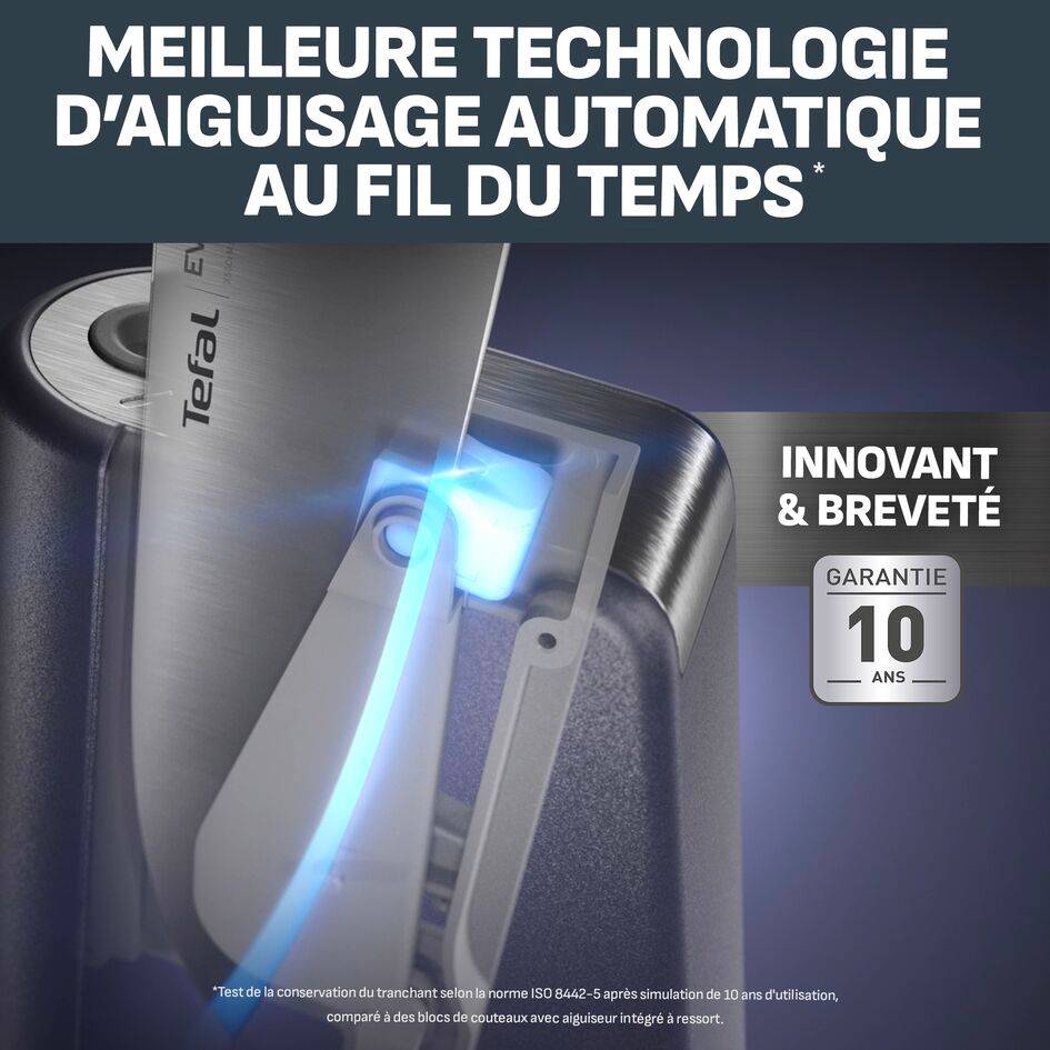 EverSharp K297S244 Couteau de chef + bloc à couteau avec aiguiseur intégré