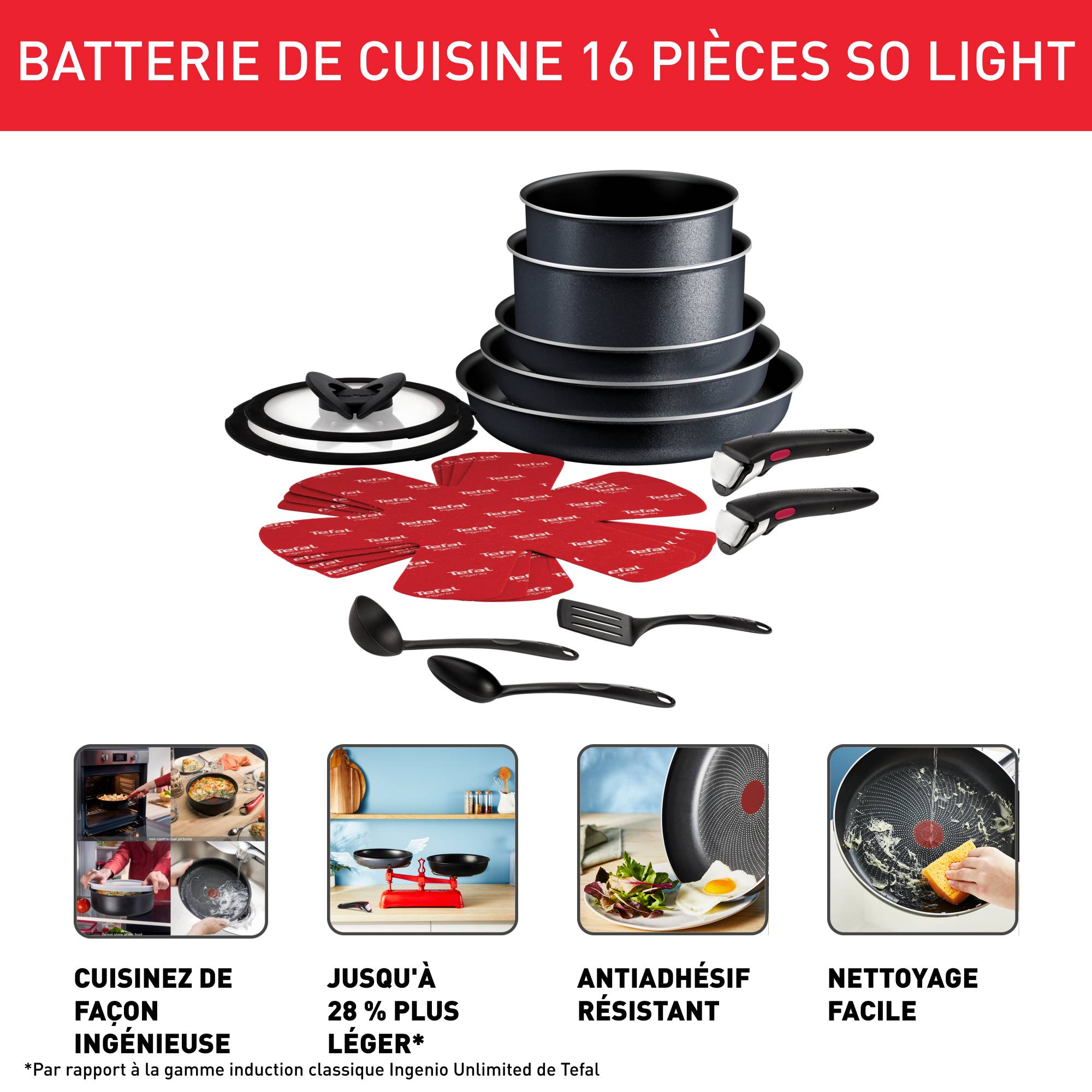 Ingenio So'Light L7239642 Set 16 pièces - Induction