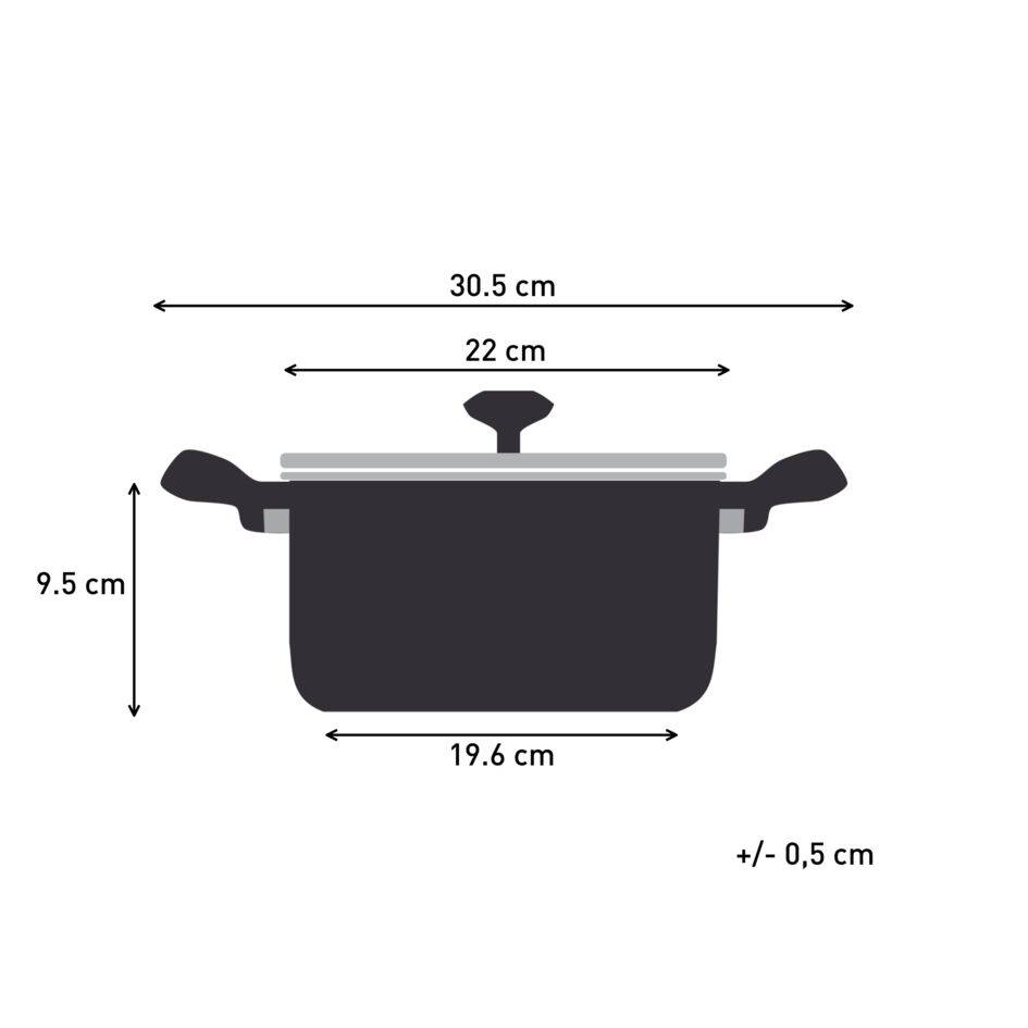 Nordica H8524436 Casserole + couvercle passoire en verre - 20 cm - Induction