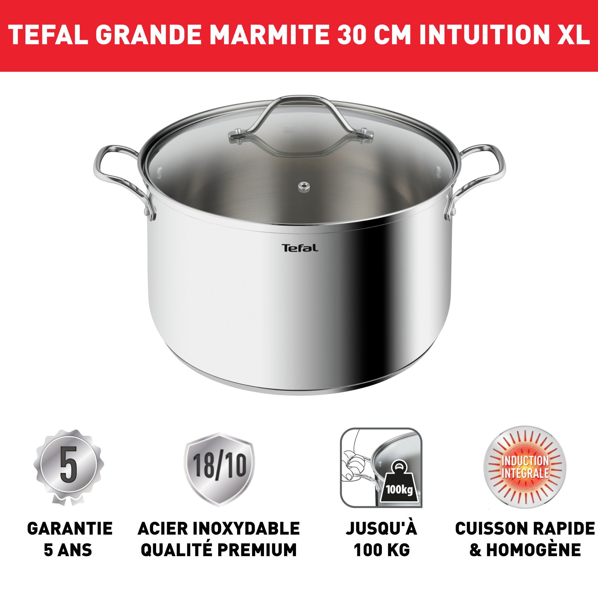 Intuition XL B8646904 Casserole inox - 30 cm - Induction