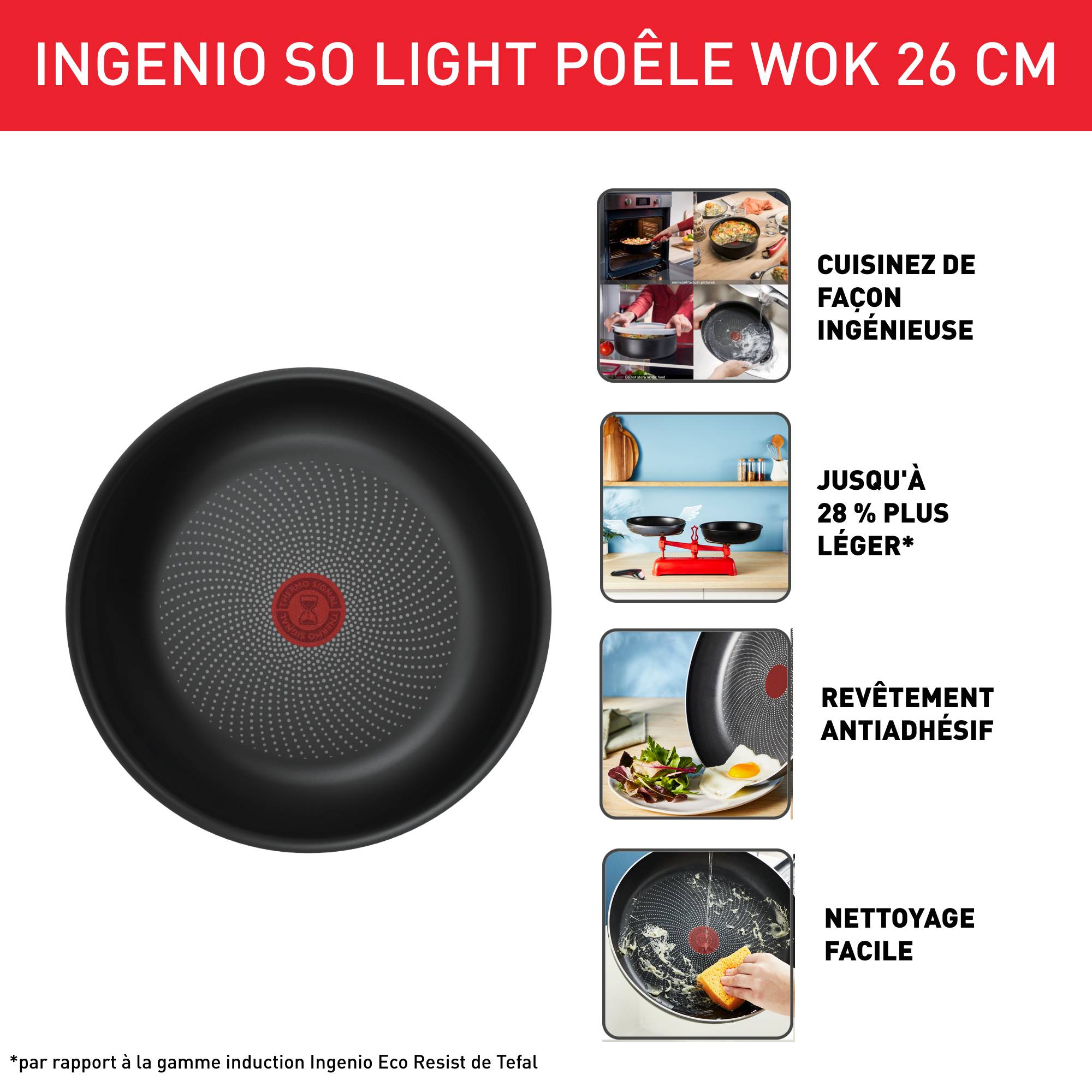 Ingenio So'Light L7237702 Wok - 26 cm - Induction