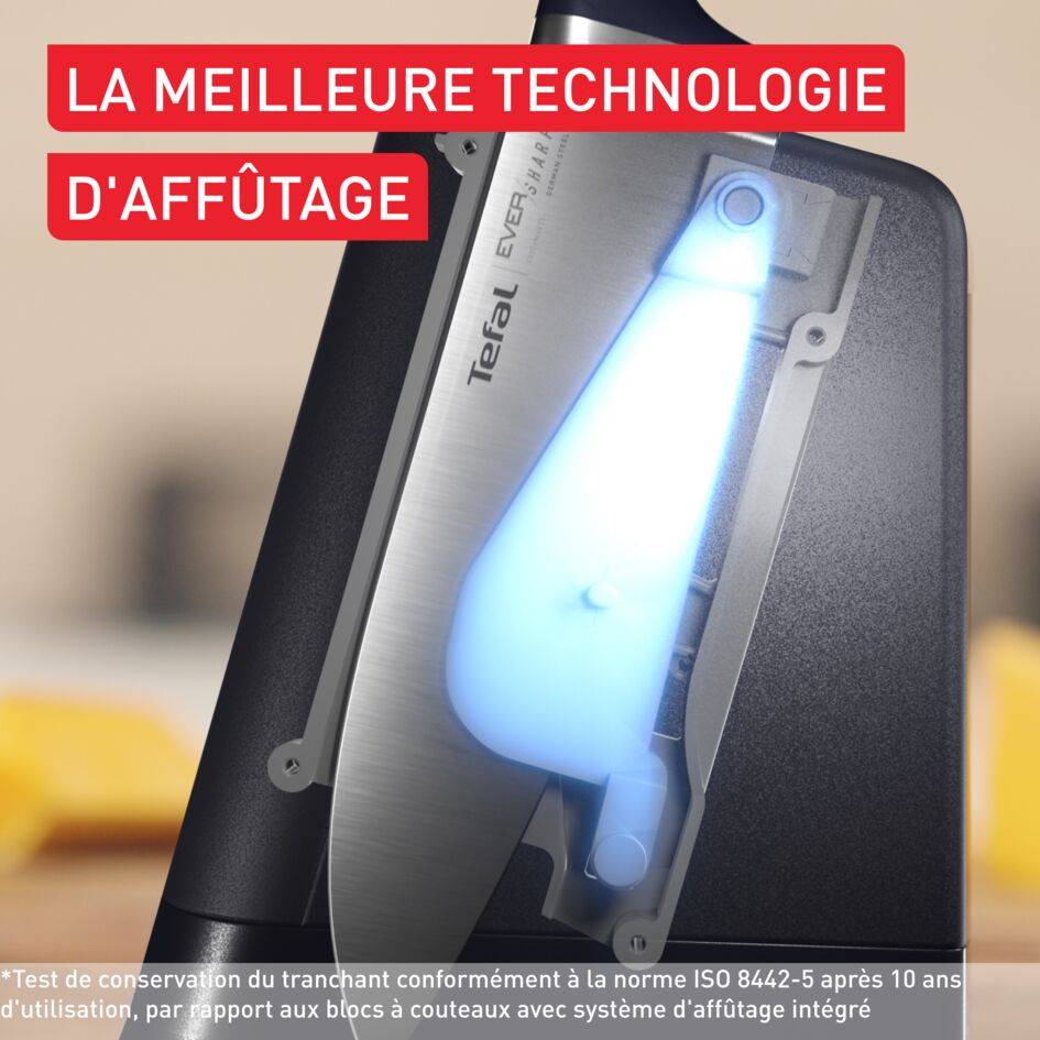 EverSharp K297S644 Set de 5 couteaux + bloc à couteau avec aiguiseur intégré