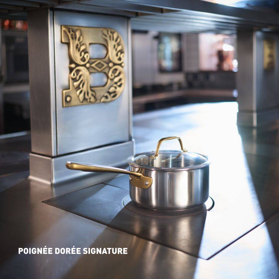 Tefal & Bocuse H8244602 Faitout de 24&nbsp;cm avec couvercle en verre - Acier inoxydable sans revêtement