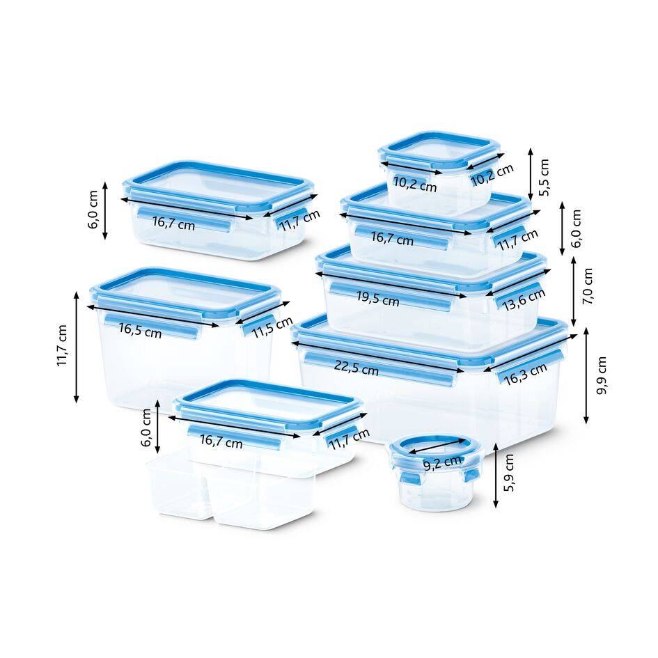 MasterSeal Fresh N1031451 Set de 9 boîtes de conservation de 0,15L à 2,2L