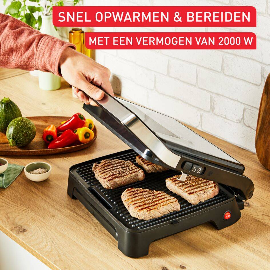 Inicio, paninimaker & grill, snel opwarmen: 2000 W, bakplaten met antiaanbaklaag