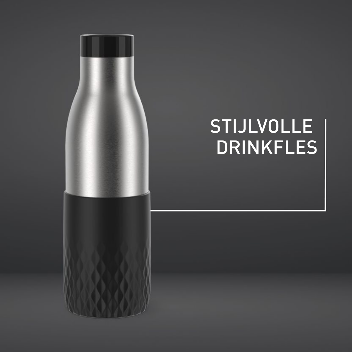 Bludrop Sleeve N3110510 drinkfles inox & silicone  - 0,5L - Zwart