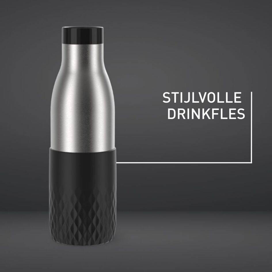 Bludrop Sleeve N3110510 drinkfles inox & silicone  - 0,5L - Zwart