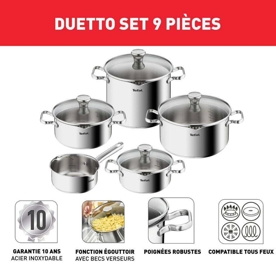 Duetto A705S936 Set inox de 9 pièces - Induction