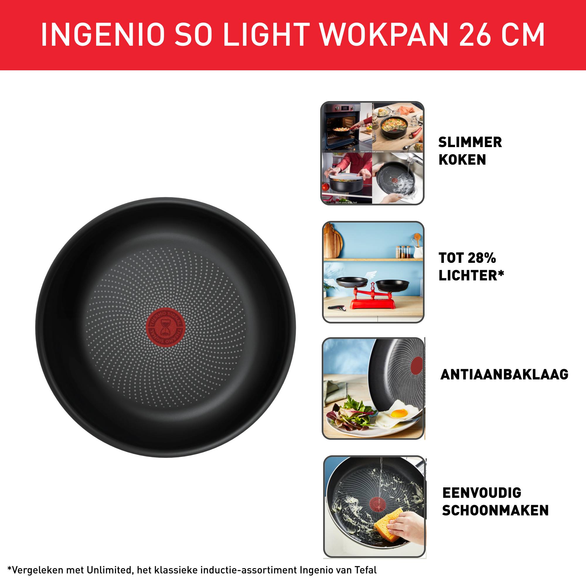 Ingenio So'Light L7237702 Wokpan - 26 cm - Inductie