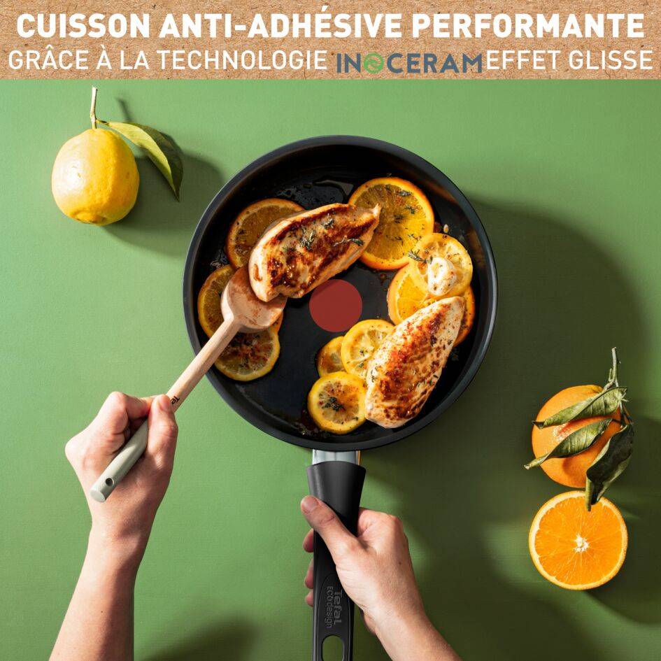 Renew Black On C4353232 Sauteuse en céramique + couvercle en verre - 24 cm - Induction