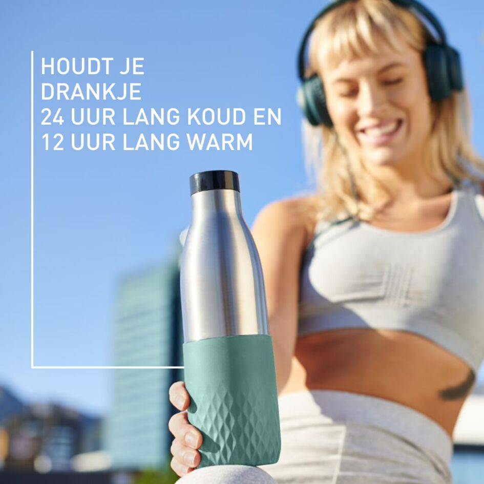 Bludrop Sleeve N3110610 drinkfles inox & silicone - 0,5L - Groen