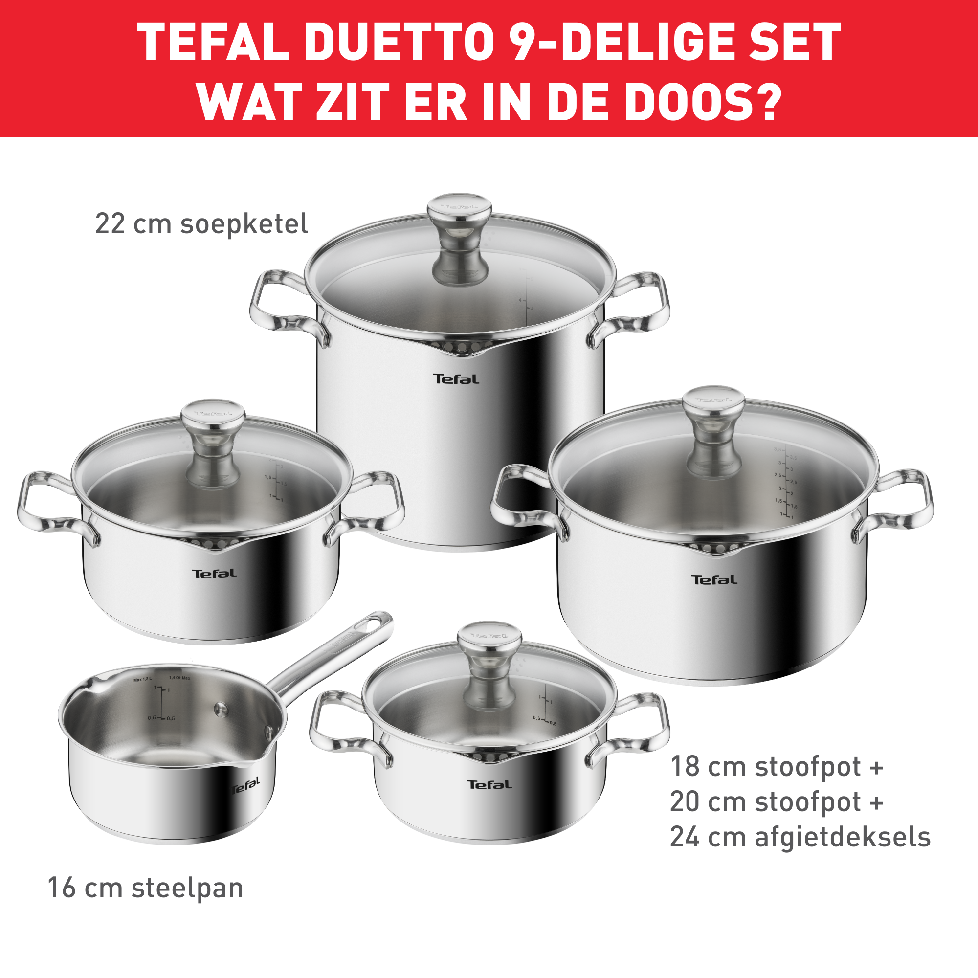 Duetto A705S936 9-delige inox set - Inductie