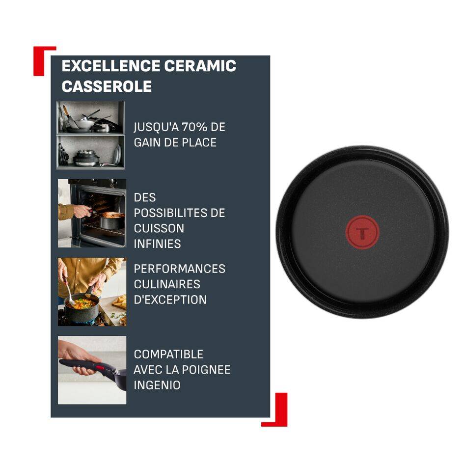 Ingenio Excellence Ceramic L2703002 Poêlon en céramique à poignée amovible - 20 cm - Fusion Core - Induction