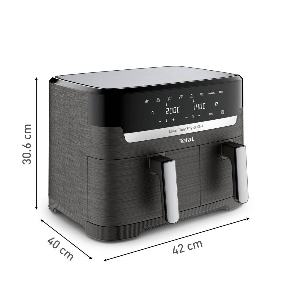 Dual Easy Fry & Grill EY905B10 Air fryer - 8 programma's - 5,2L + 3,1L