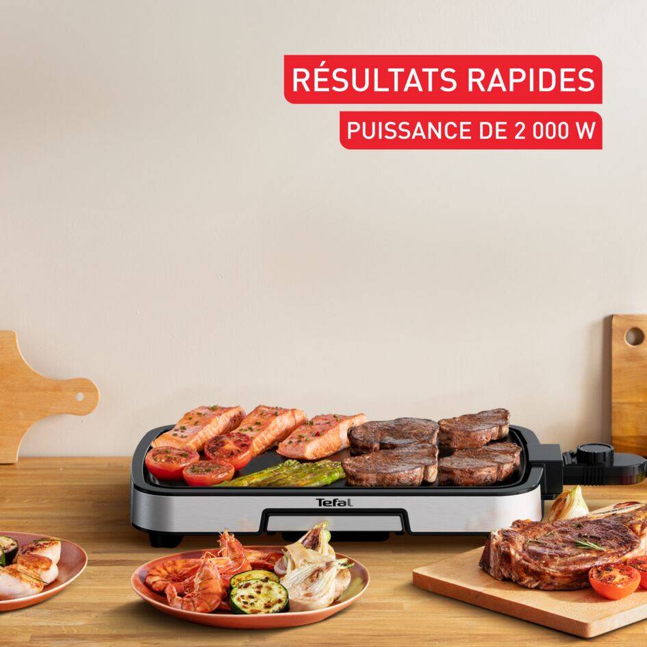 Plancha Inox, Plancha électrique, 6&nbsp;personnes, Revêtement antiadhésif