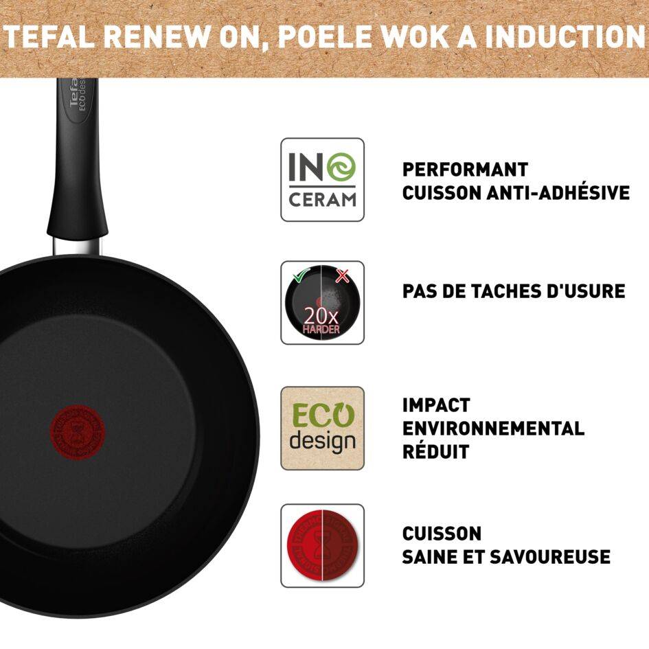 Renew Black On C4351932 Wok en céramique - 28 cm - Induction