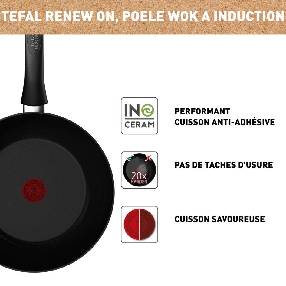 Renew Black On C4351932 Wok en céramique - 28 cm - Induction